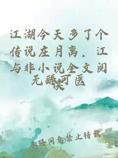 江湖今天多了個傳說莊月離，江與非小說全文閱讀